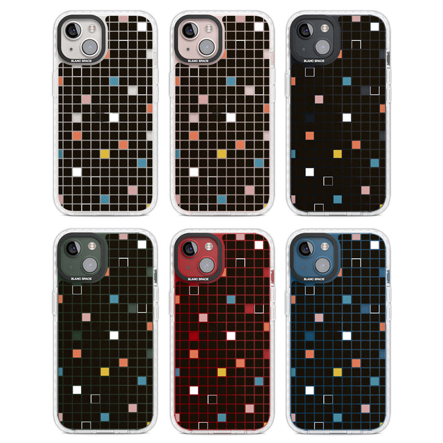 Earthtone Black Geometric Grid Clear Impact Phone Case for iPhone 13, iPhone 14, iPhone 15