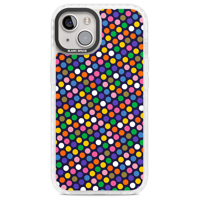 Multicolour Polka-dot Fiesta (Purple) Clear Impact Phone Case for iPhone 13, iPhone 14, iPhone 15