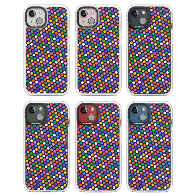 Multicolour Polka-dot Fiesta (Purple) Clear Impact Phone Case for iPhone 13, iPhone 14, iPhone 15