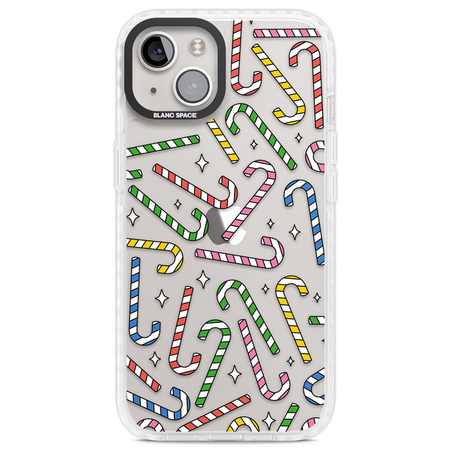 Colourful Stars & Candy Canes Clear Impact Phone Case for iPhone 13, iPhone 14, iPhone 15