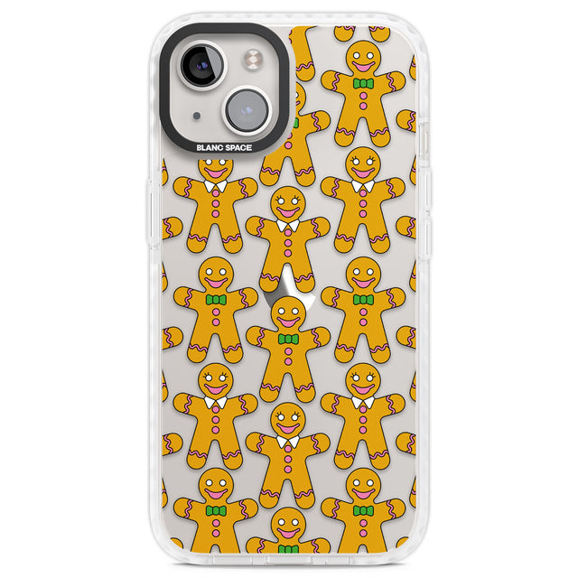Gingerbread Cookie Pattern Clear Impact Phone Case for iPhone 13, iPhone 14, iPhone 15