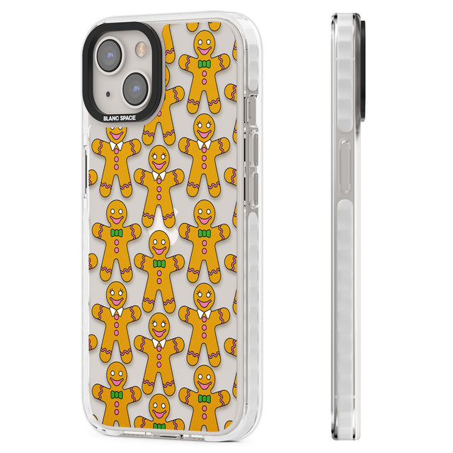 Gingerbread Cookie Pattern Clear Impact Phone Case for iPhone 13, iPhone 14, iPhone 15