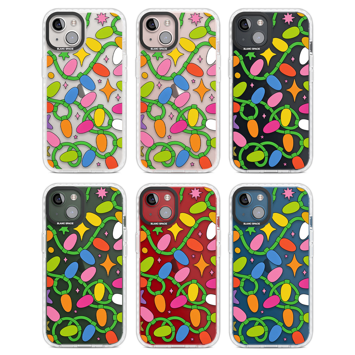 Festive Lights Pattern Clear Impact Phone Case for iPhone 13, iPhone 14, iPhone 15
