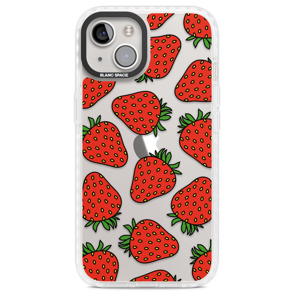 Strawberry Pattern Clear Impact Phone Case for iPhone 13, iPhone 14, iPhone 15