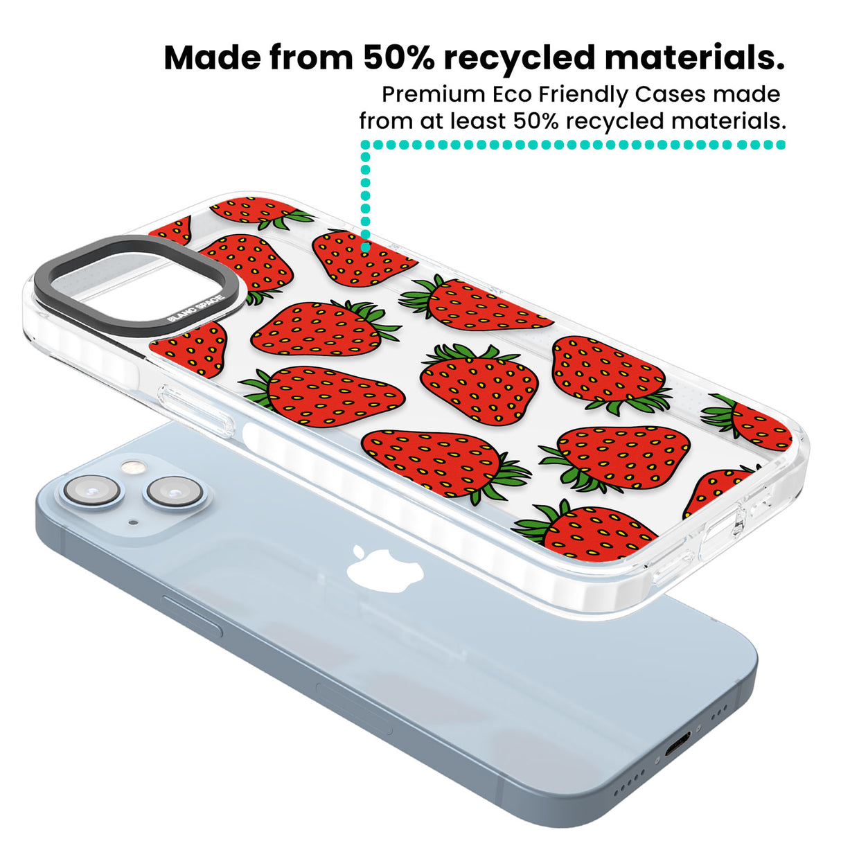 Strawberry Pattern Clear Impact Phone Case for iPhone 13, iPhone 14, iPhone 15
