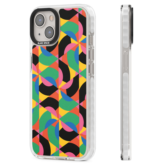 Abstract Carnival Clear Impact Phone Case for iPhone 13, iPhone 14, iPhone 15