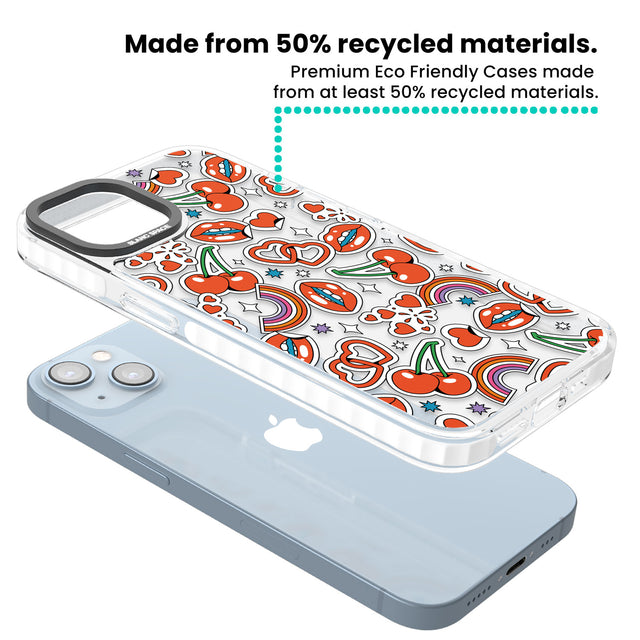 Red Sticker Pop Clear Impact Phone Case for iPhone 13, iPhone 14, iPhone 15