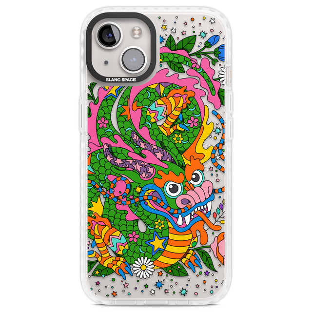 Psychedelic Jungle Dragon Clear Impact Phone Case for iPhone 13, iPhone 14, iPhone 15