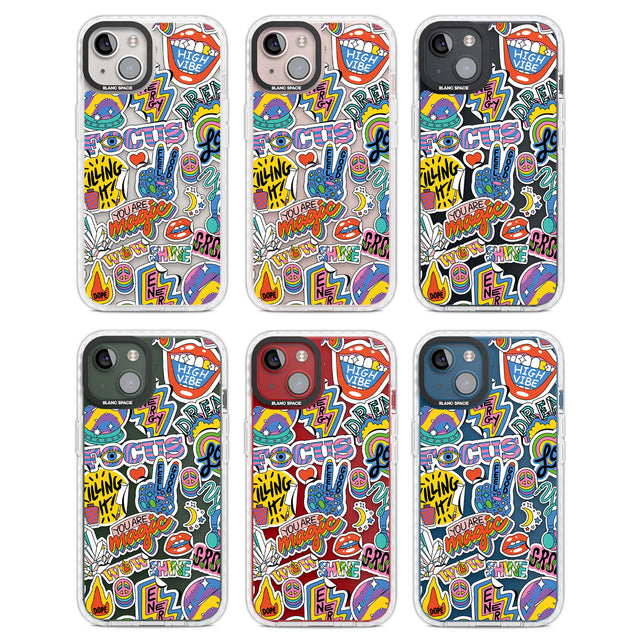 Magic Sticker Collage Clear Impact Phone Case for iPhone 13, iPhone 14, iPhone 15