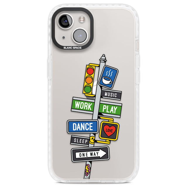Mood Street Signs Clear Impact Phone Case for iPhone 13, iPhone 14, iPhone 15