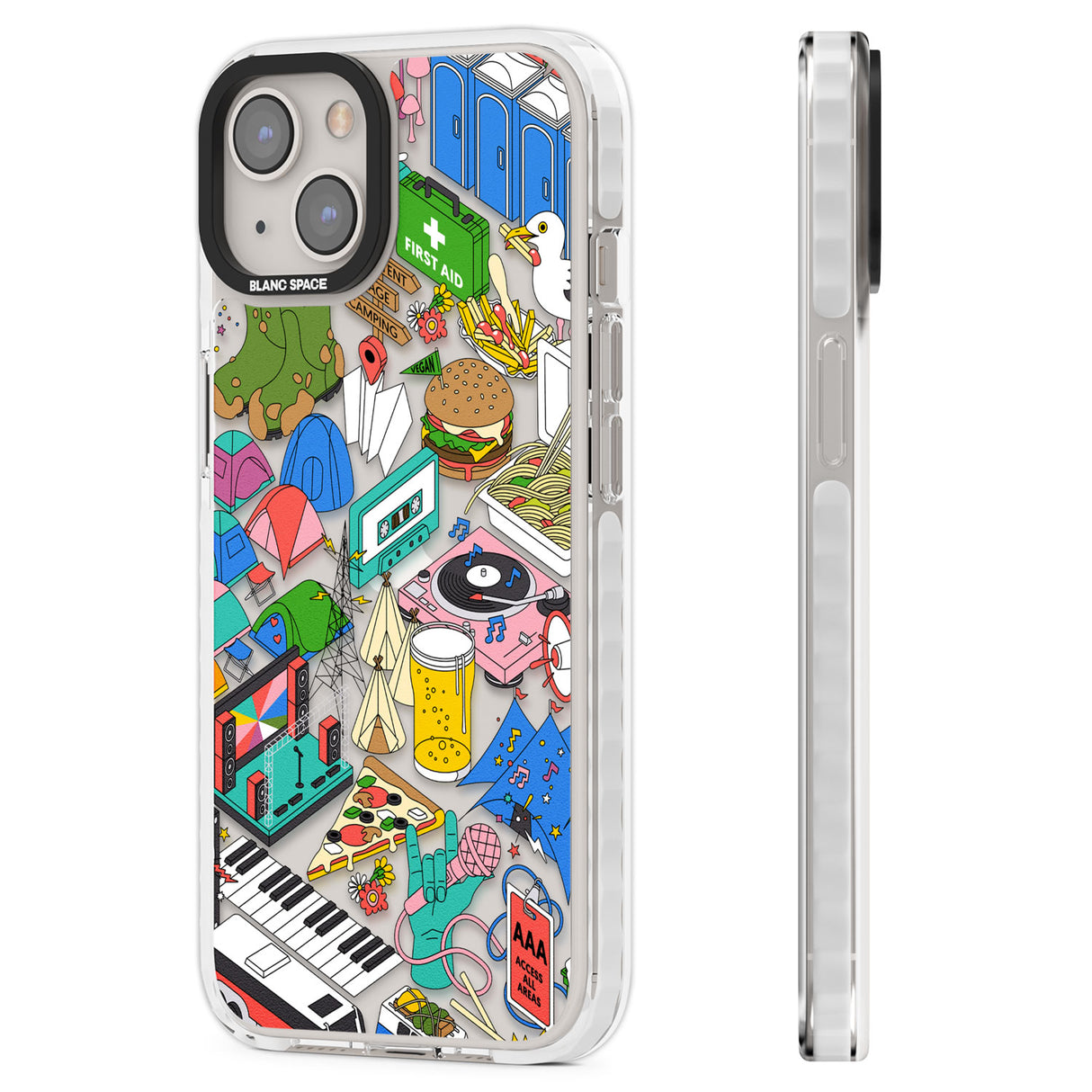 Festival Frenzy Clear Impact Phone Case for iPhone 13, iPhone 14, iPhone 15