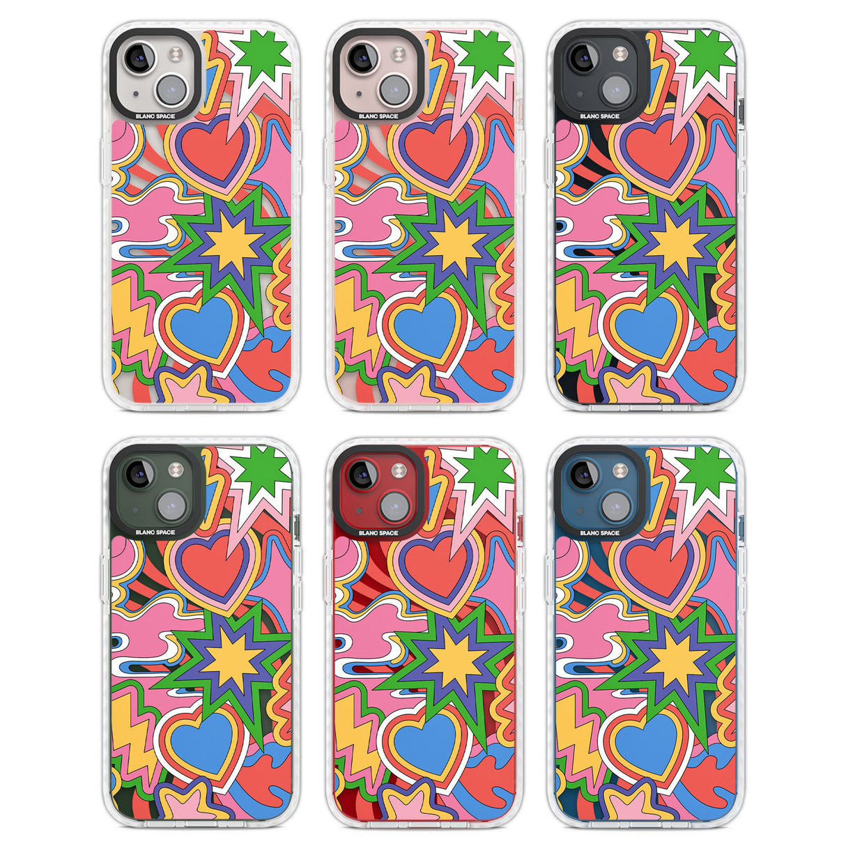 Psychedelic Pop Art Explosion Clear Impact Phone Case for iPhone 13, iPhone 14, iPhone 15