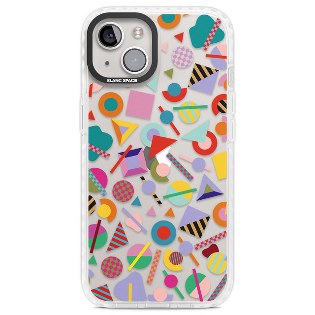 Retro Carnival Shapes Clear Impact Phone Case for iPhone 13, iPhone 14, iPhone 15