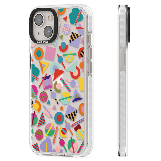 Retro Carnival Shapes Clear Impact Phone Case for iPhone 13, iPhone 14, iPhone 15