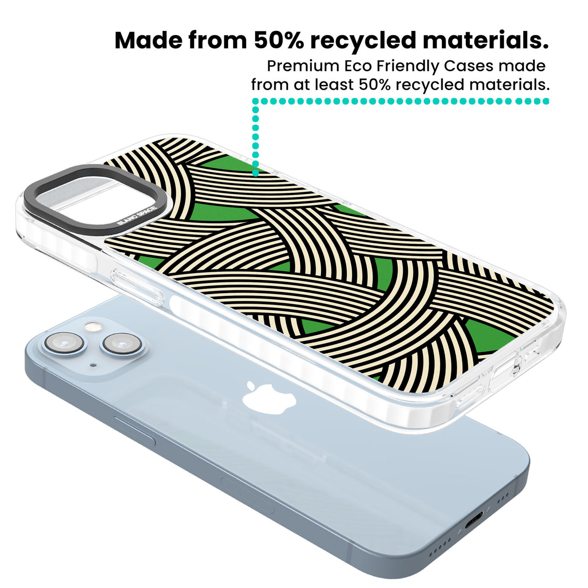 Green Optic Waves Clear Impact Phone Case for iPhone 13, iPhone 14, iPhone 15