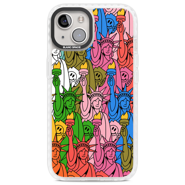 Multicolour Liberty Pattern Clear Impact Phone Case for iPhone 13, iPhone 14, iPhone 15