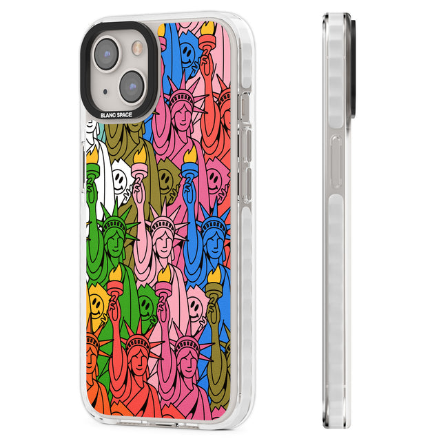 Multicolour Liberty Pattern Clear Impact Phone Case for iPhone 13, iPhone 14, iPhone 15