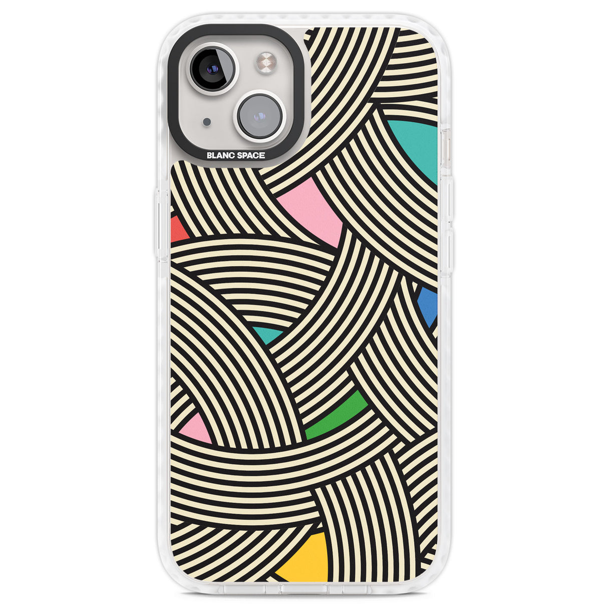 Multicolour Optic Waves Clear Impact Phone Case for iPhone 13, iPhone 14, iPhone 15