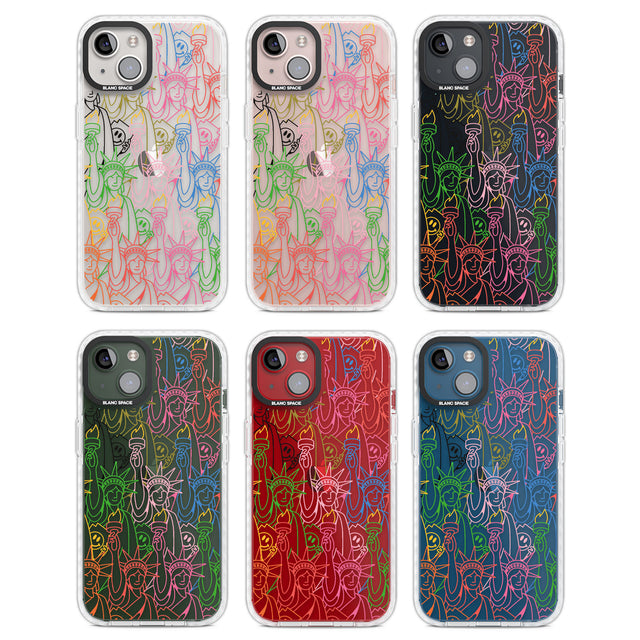 Multicolour Liberty Line Pattern Clear Impact Phone Case for iPhone 13, iPhone 14, iPhone 15