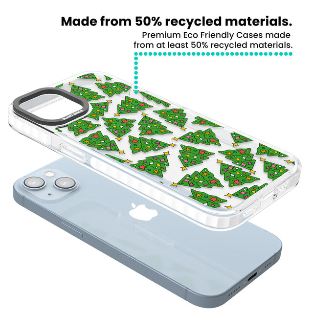 Christmas Tree Pattern Clear Impact Phone Case for iPhone 13, iPhone 14, iPhone 15