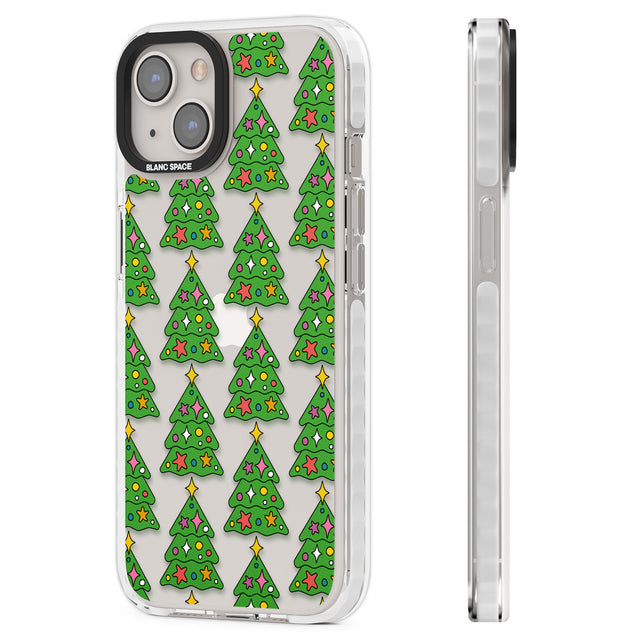 Christmas Tree Pattern (Clear) Clear Impact Phone Case for iPhone 13, iPhone 14, iPhone 15