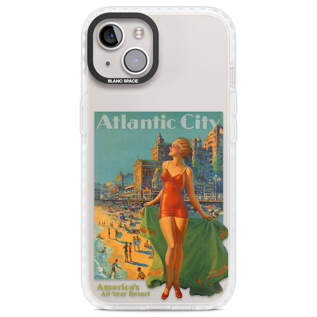 Atlantic City Vacation Poster Clear Impact Phone Case for iPhone 13, iPhone 14, iPhone 15