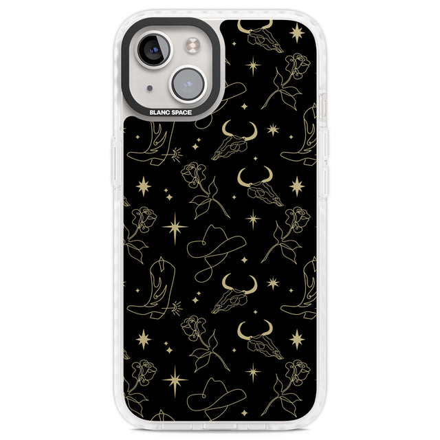 Celestial West Pattern Clear Impact Phone Case for iPhone 13, iPhone 14, iPhone 15