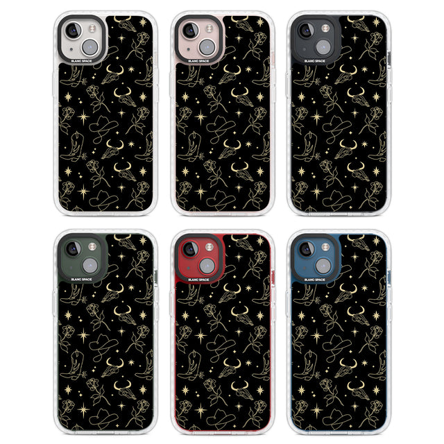 Celestial West Pattern Clear Impact Phone Case for iPhone 13, iPhone 14, iPhone 15
