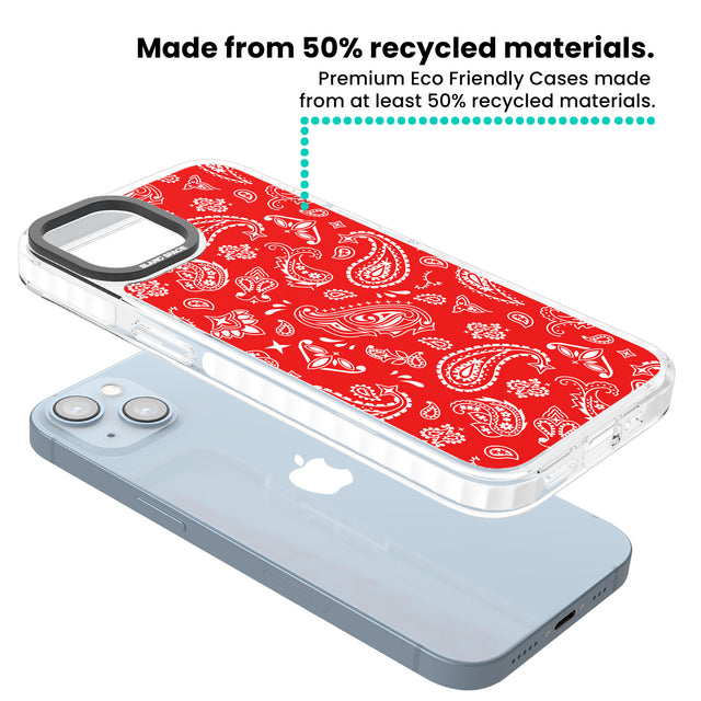 Red Bandana Clear Impact Phone Case for iPhone 13, iPhone 14, iPhone 15