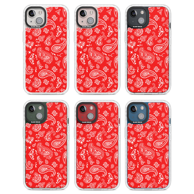 Red Bandana Clear Impact Phone Case for iPhone 13, iPhone 14, iPhone 15