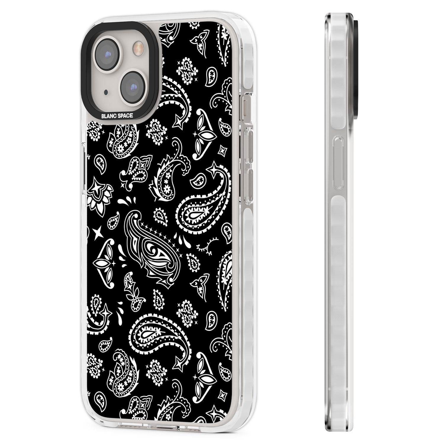 Black Bandana Clear Impact Phone Case for iPhone 13, iPhone 14, iPhone 15