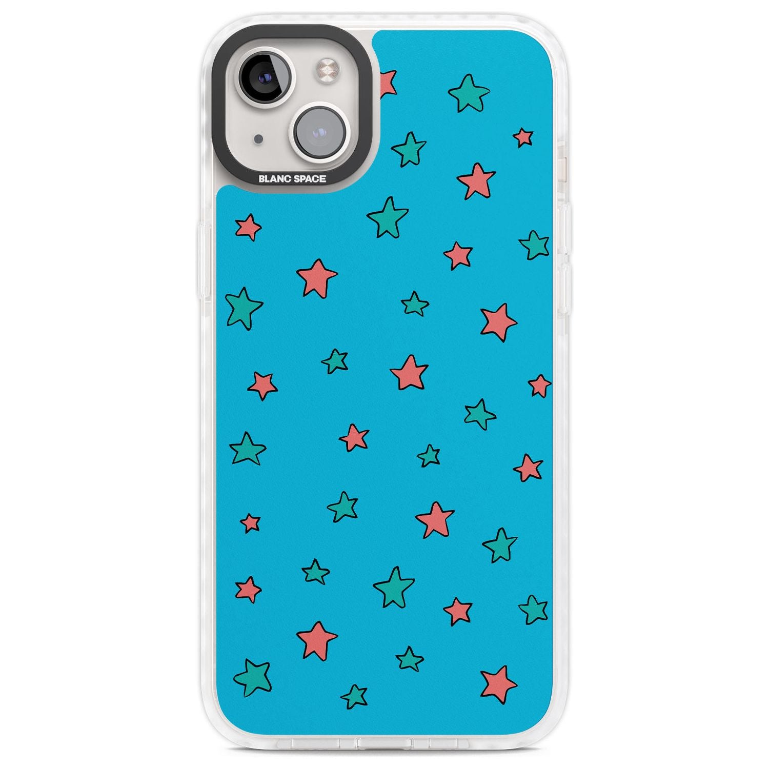 Blue Heartstopper Stars Pattern Phone Case for iPhone 14 Plus