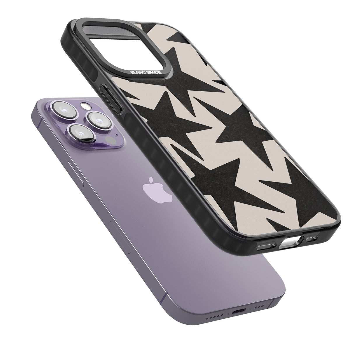 Black Superstars iPhone 12 Pro Max / iPhone 13 Pro / iPhone 13 Pro Max / iPhone 14 Pro / iPhone 14 Pro Max / iPhone 15 Pro / iPhone 15 Pro Max Impact Black Phone Case angled