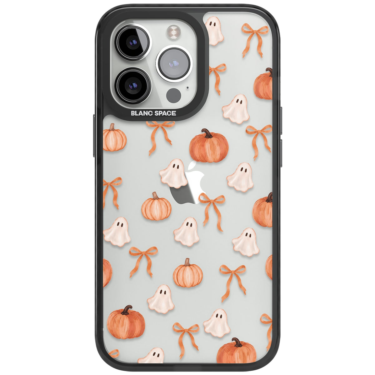 Bows, Ghosts & Pumpkins iPhone 12 Pro Max / iPhone 13 Pro / iPhone 13 Pro Max / iPhone 14 Pro / iPhone 14 Pro Max / iPhone 15 Pro / iPhone 15 Pro Max Impact Black Phone Case front