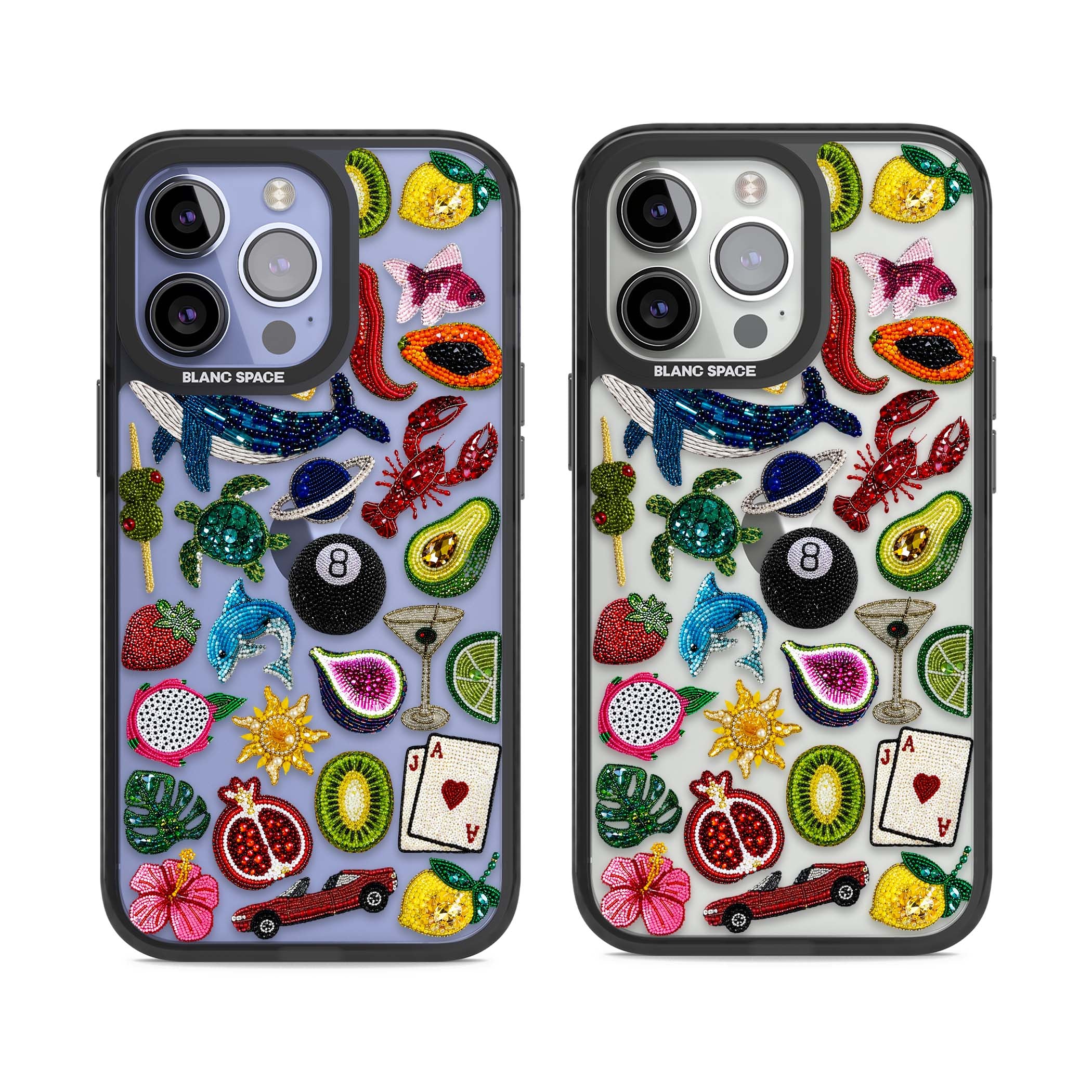 Beaded Mix cute iPhone case | Black Impact case for iPhone 13 Pro, iPhone 14 Pro, iPhone 15 Pro