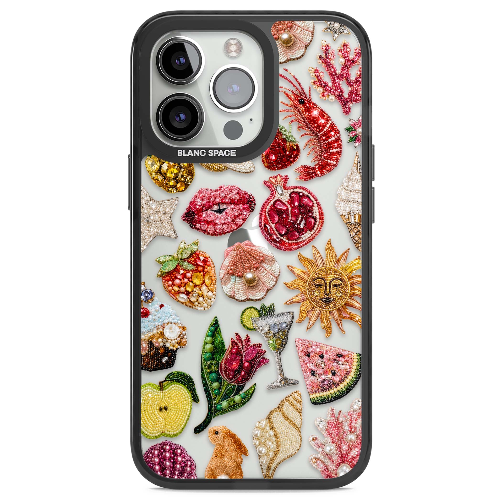 Beaded Riviera coquette iPhone case | Black Impact case for iPhone 13 Pro, iPhone 14 Pro, iPhone 15 Pro