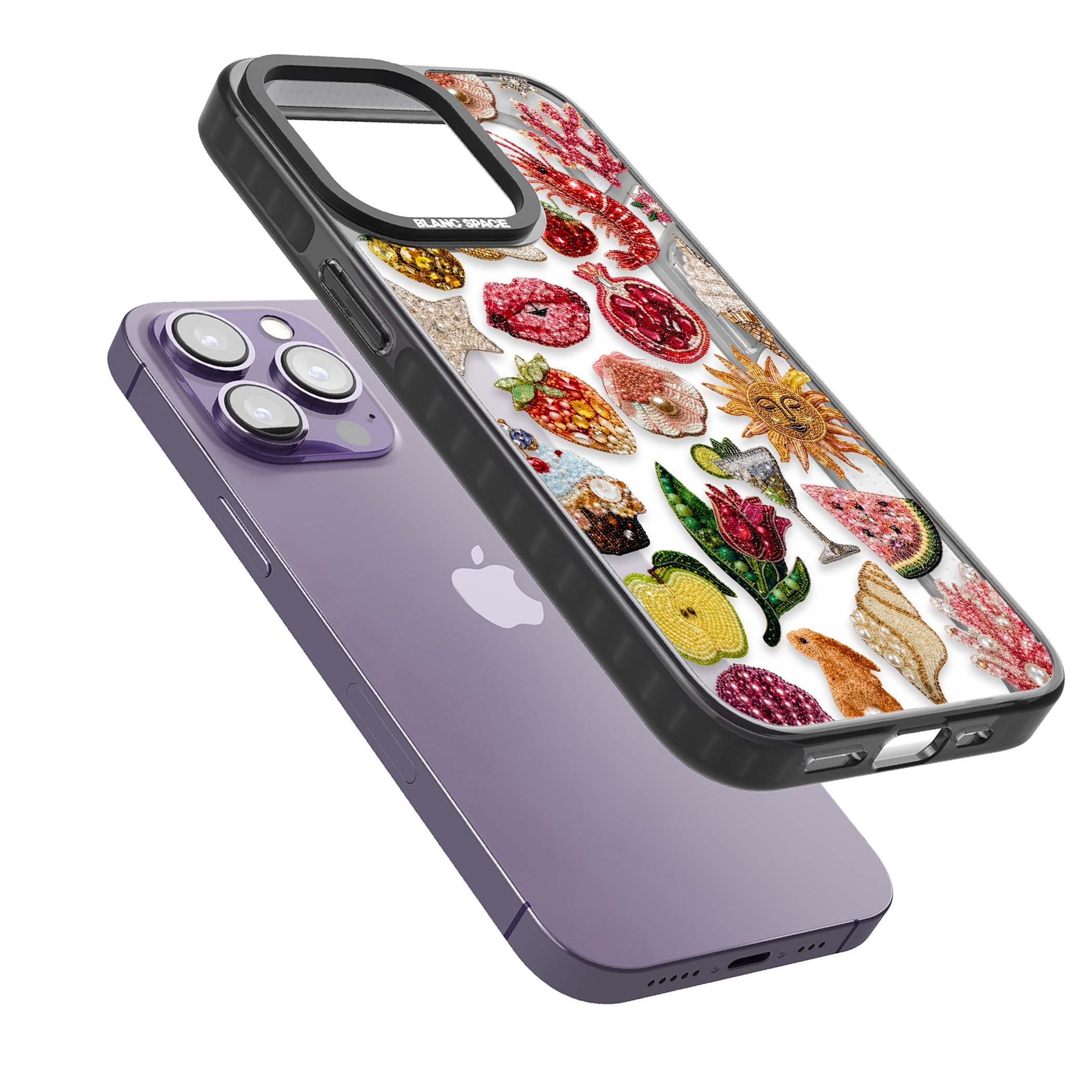Beaded Riviera coquette iPhone case | Black Impact case for iPhone 13 Pro, iPhone 14 Pro, iPhone 15 Pro