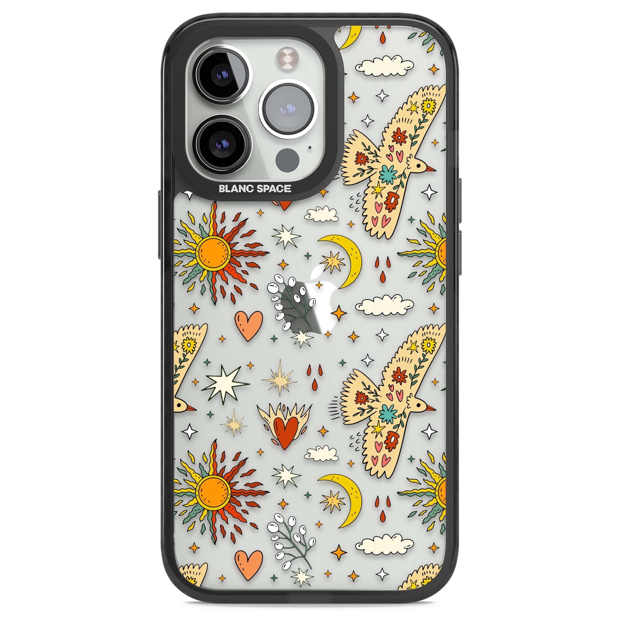 Elevate Your Phone'S Style With This Boho Celestial Sun & Eye Phone Case, Featuring A Mystical Blend Of Suns, All-Seeing Eyes, Butterflies, Stars, And