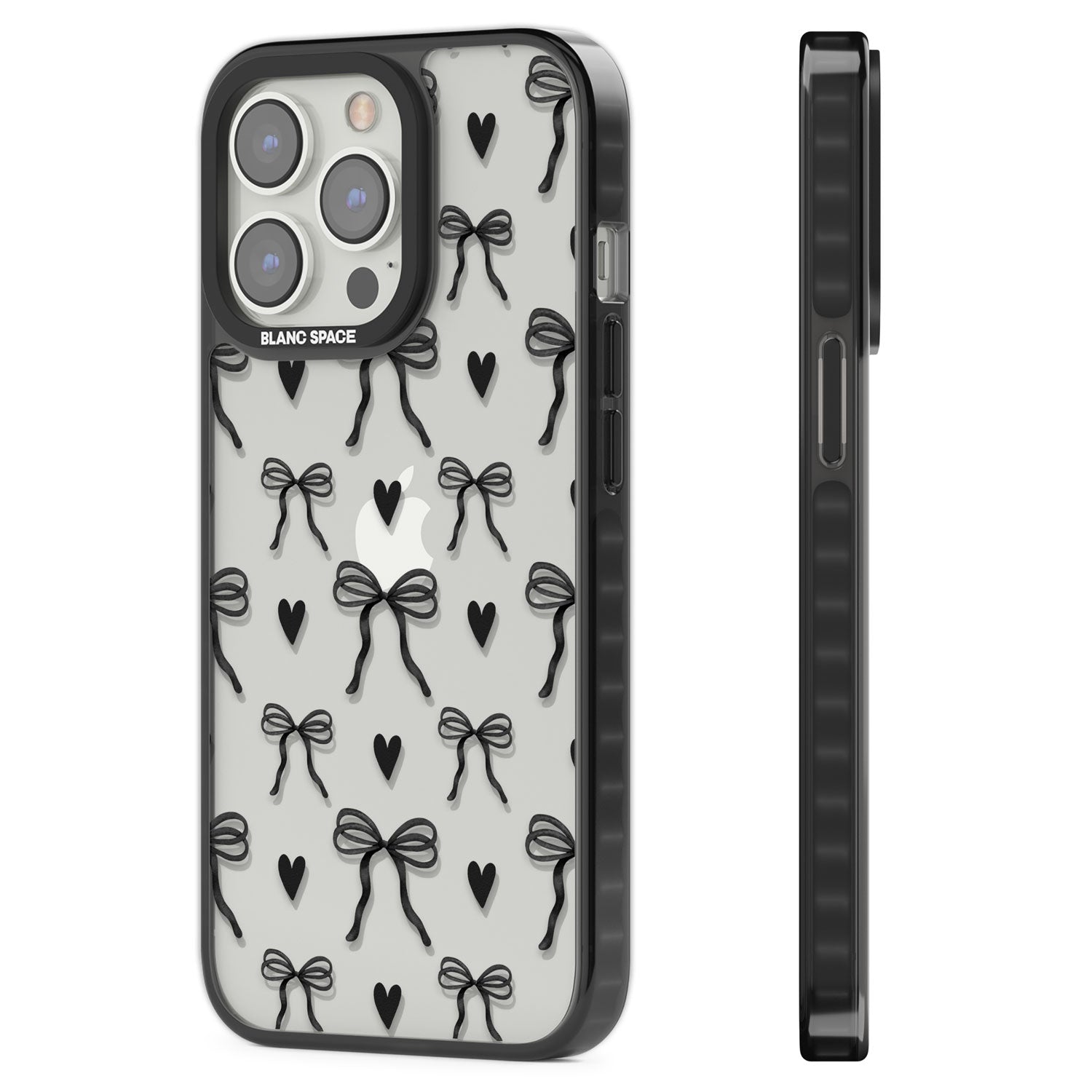 Black Bows & Hearts Black Impact Phone Case for iPhone 13 Pro, iPhone 14 Pro, iPhone 15 Pro