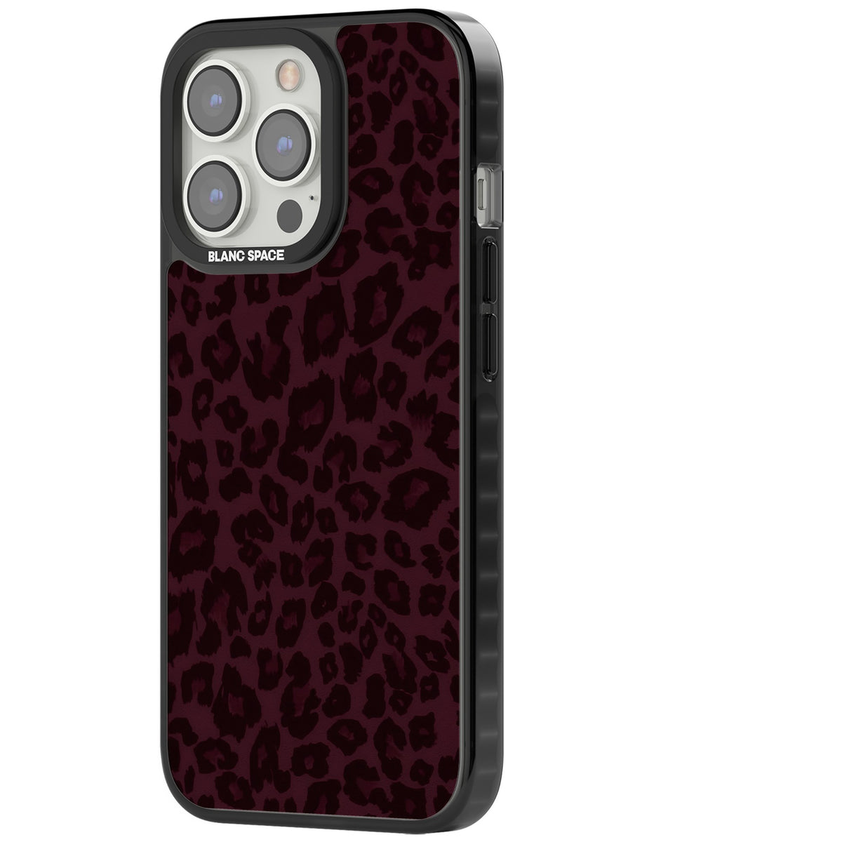 Burgundy Leopard iPhone 12 Pro Max / iPhone 13 Pro / iPhone 13 Pro Max / iPhone 14 Pro / iPhone 14 Pro Max / iPhone 15 Pro / iPhone 15 Pro Max Impact Black Phone Case side