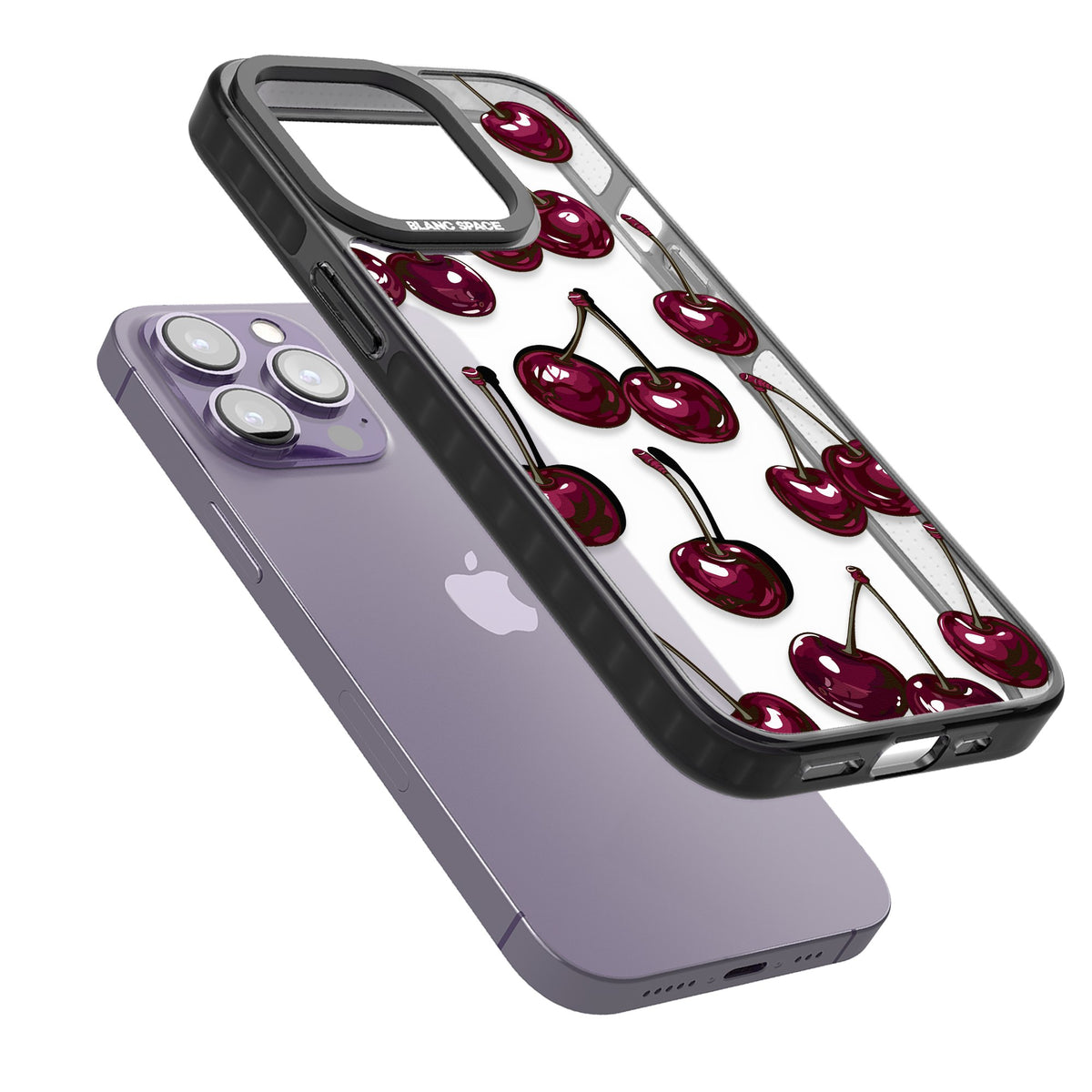 Cherry Wine iPhone 12 Pro Max / iPhone 13 Pro / iPhone 13 Pro Max / iPhone 14 Pro / iPhone 14 Pro Max / iPhone 15 Pro / iPhone 15 Pro Max Impact Black Phone Case angled