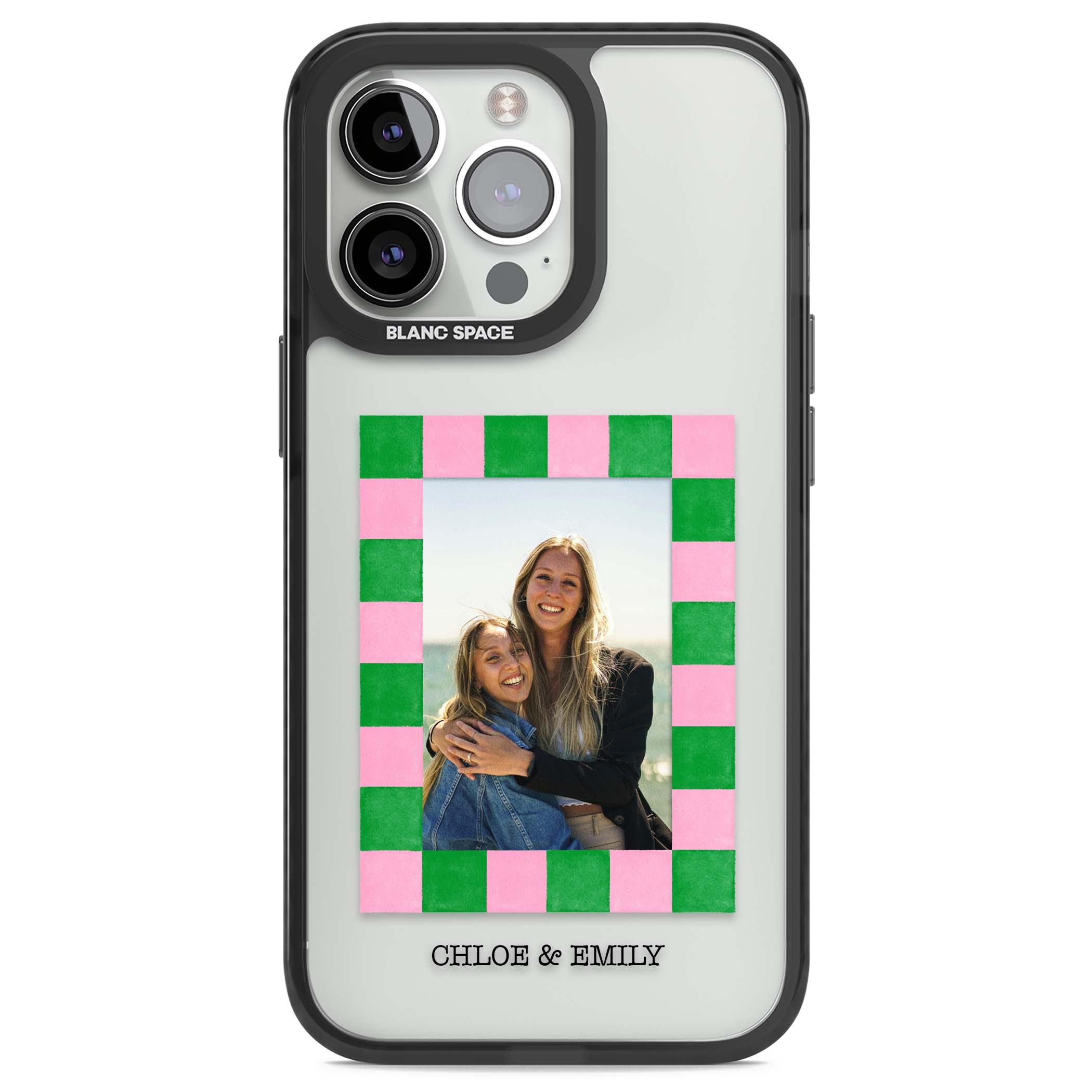 Riviera Check Photo cute iPhone case | Black Impact case for iPhone 13 Pro, iPhone 14 Pro, iPhone 15 Pro