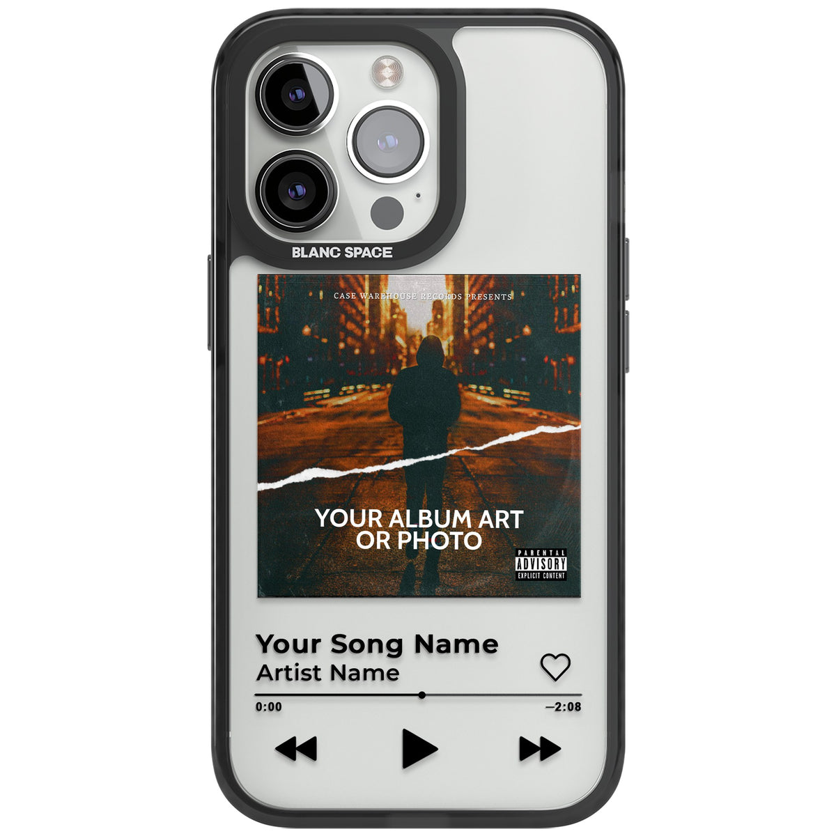 Personalised Music Player iPhone 12 Pro Max / iPhone 13 Pro / iPhone 13 Pro Max / iPhone 14 Pro / iPhone 14 Pro Max / iPhone 15 Pro / iPhone 15 Pro Max Impact Black Phone Case front