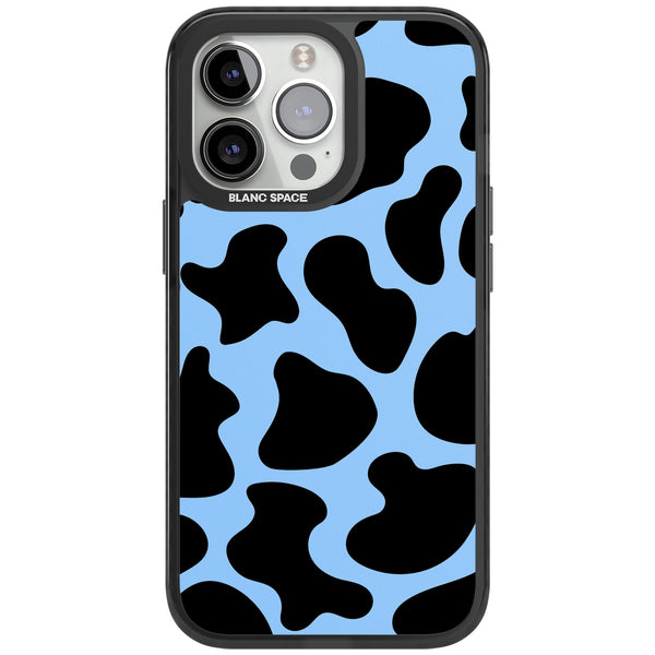 Blue And Black Cow Print