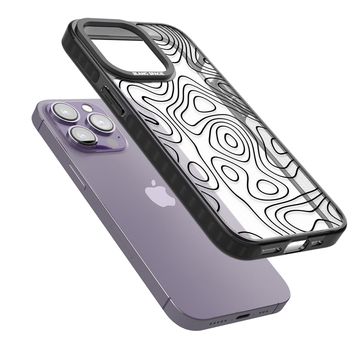 Damascus Steel iPhone 12 Pro Max / iPhone 13 Pro / iPhone 13 Pro Max / iPhone 14 Pro / iPhone 14 Pro Max / iPhone 15 Pro / iPhone 15 Pro Max Impact Black Phone Case angled