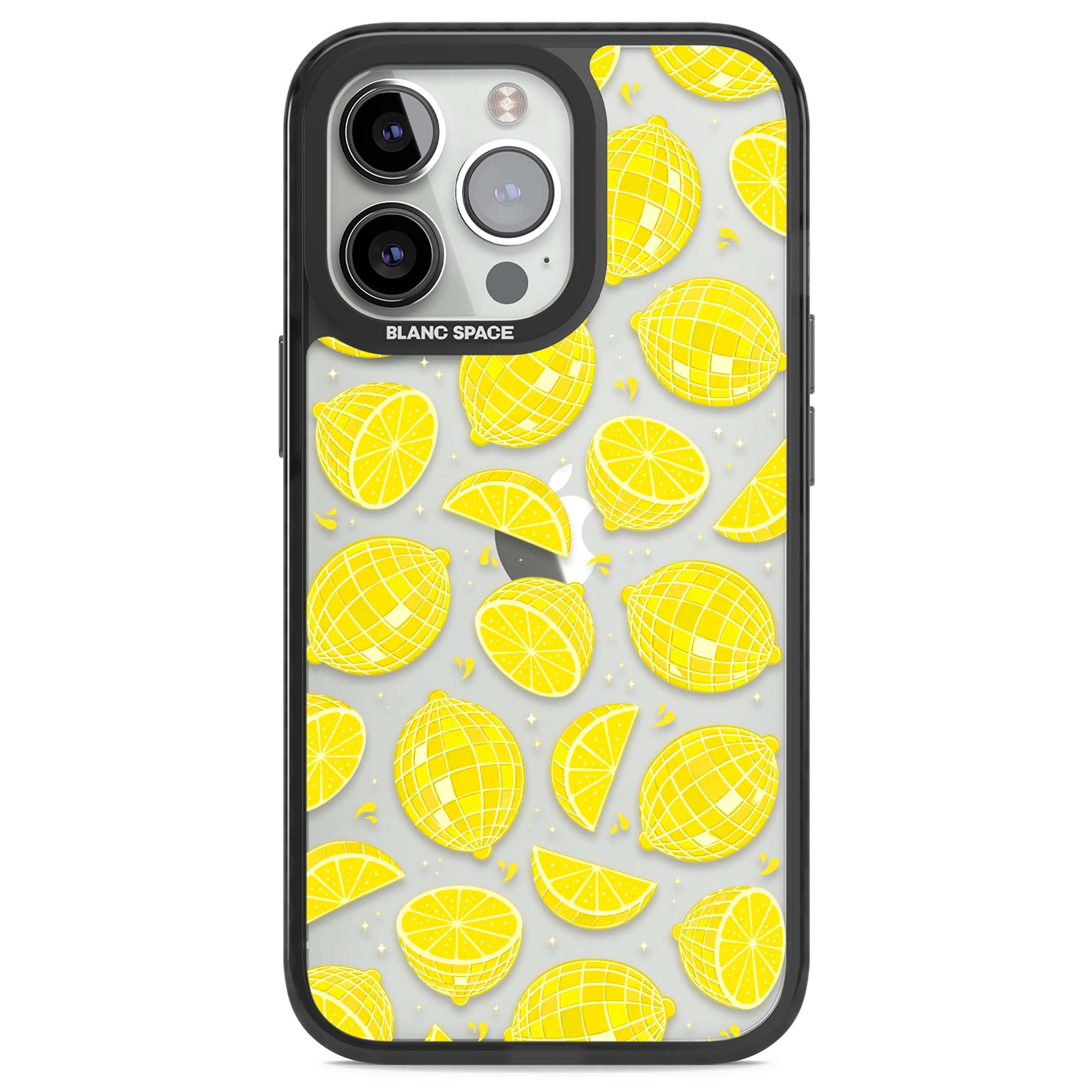 Disco Lemons citrus iPhone case featuring mirrorball lemons, sliced fruit and sparkle accents | Black Impact case for iPhone 13 Pro, iPhone 14 Pro, iPhone 15 Pro