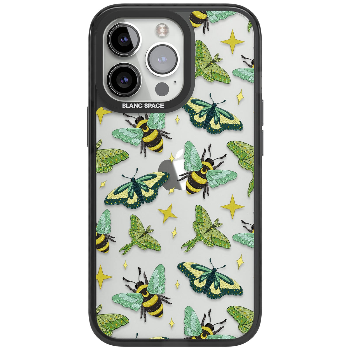 Bees and Moths iPhone 12 Pro Max / iPhone 13 Pro / iPhone 13 Pro Max / iPhone 14 Pro / iPhone 14 Pro Max / iPhone 15 Pro / iPhone 15 Pro Max Impact Black Phone Case front