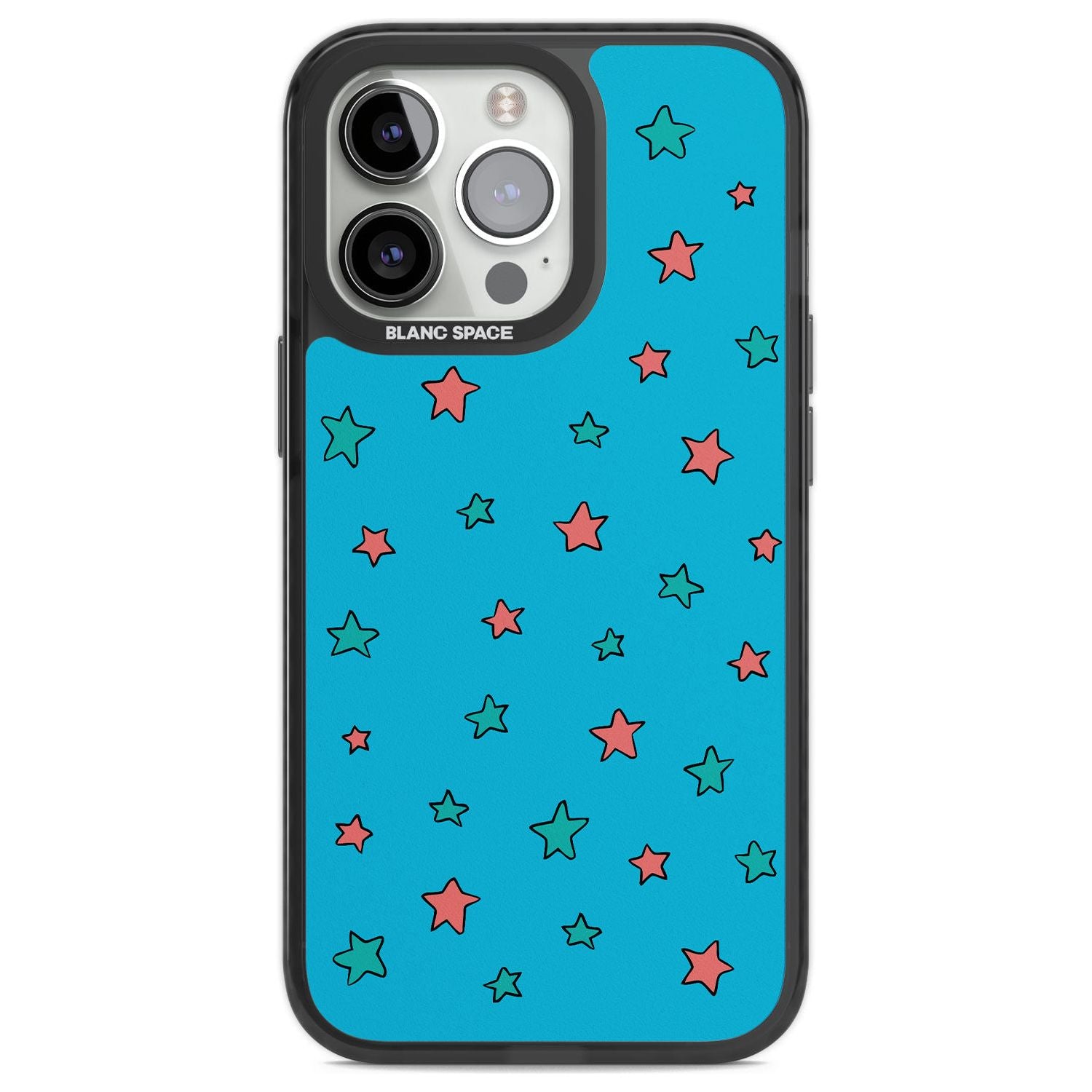 Blue Heartstopper Stars Pattern Phone Case for iPhone 14 Pro
