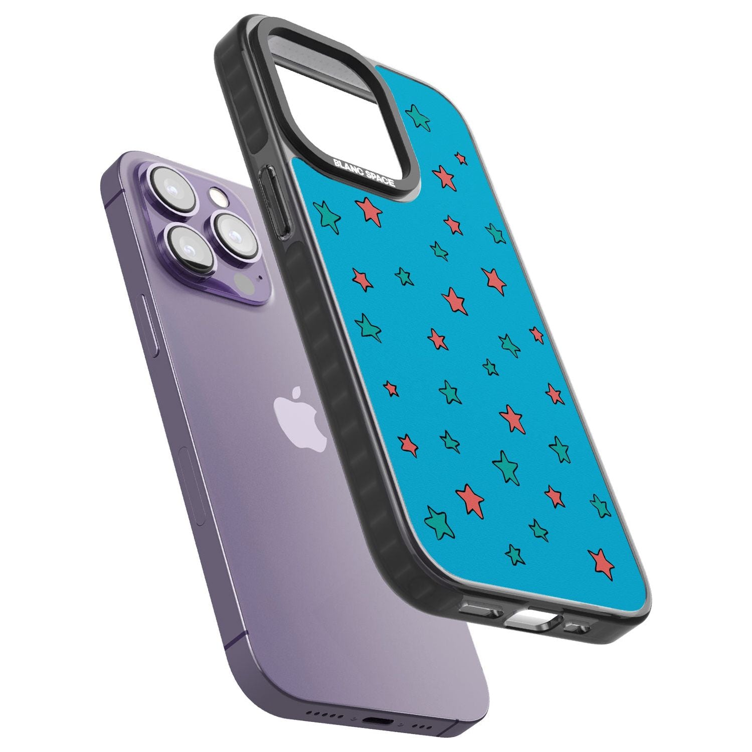 Blue Heartstopper Stars Pattern Phone Case for iPhone 14 Pro