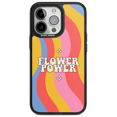 Melting Flower Power Magsafe Black Impact Phone Case for iPhone 13 Pro, iPhone 14 Pro, iPhone 15 Pro
